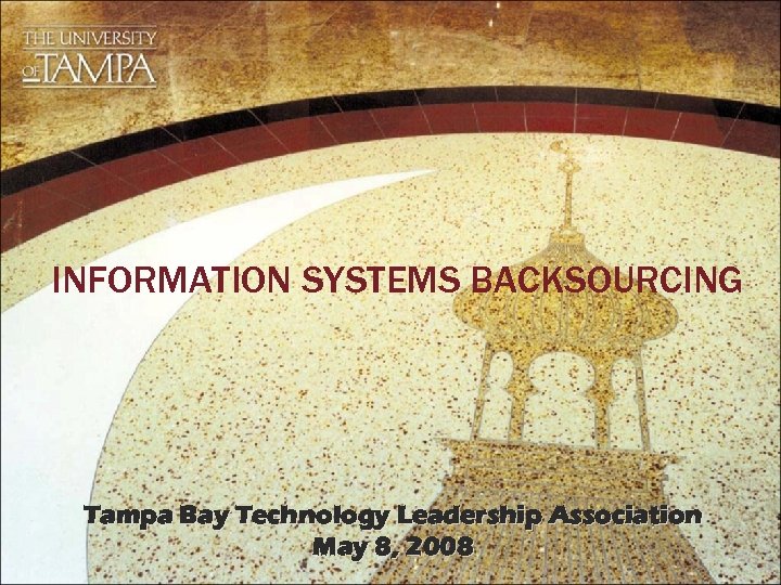 INFORMATION SYSTEMS BACKSOURCING Tampa Bay Technology Leadership Association May 8, 2008 