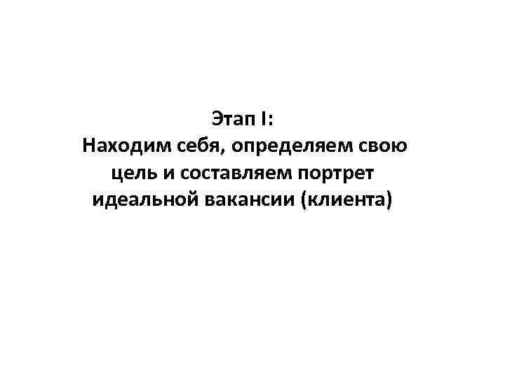 Этап I: Находим себя, определяем свою цель и составляем портрет идеальной вакансии (клиента) 