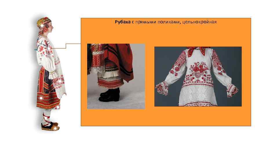 Рубаха с прямыми поликами, цельнокройная 