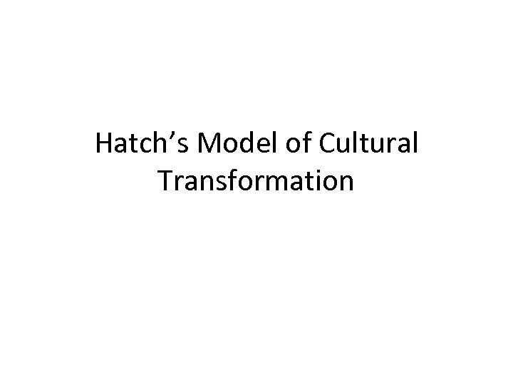 Hatch’s Model of Cultural Transformation 