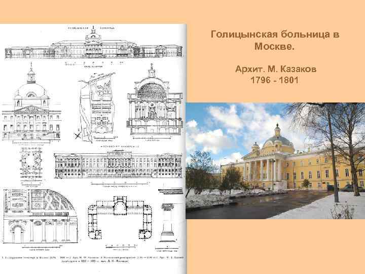 Голицынская больница в Москве. Архит. М. Казаков 1796 - 1801 