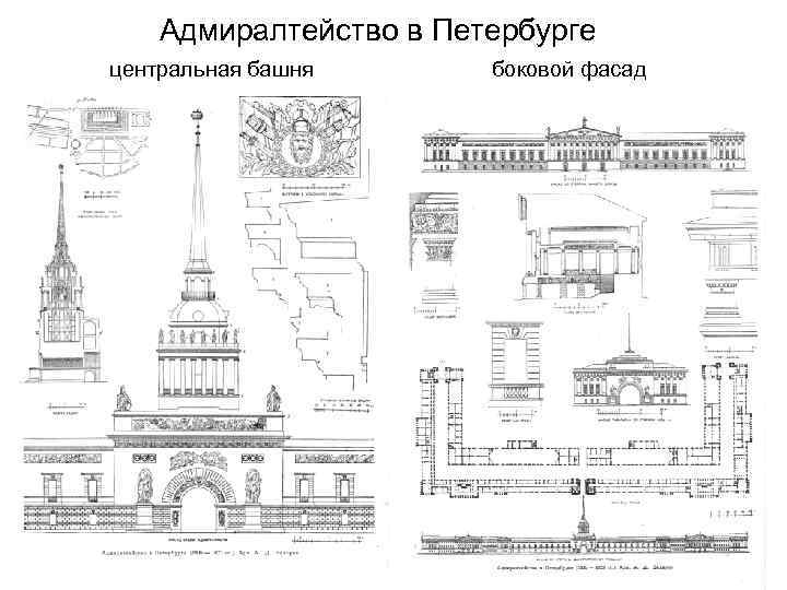 Адмиралтейство в Петербурге центральная башня боковой фасад 