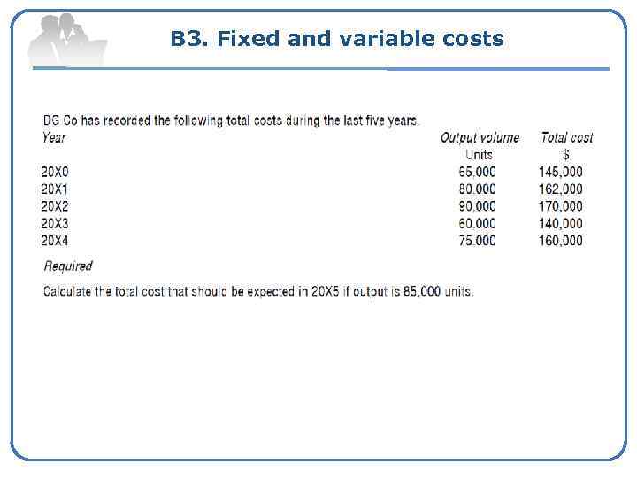 B 3. Fixed and variable costs 