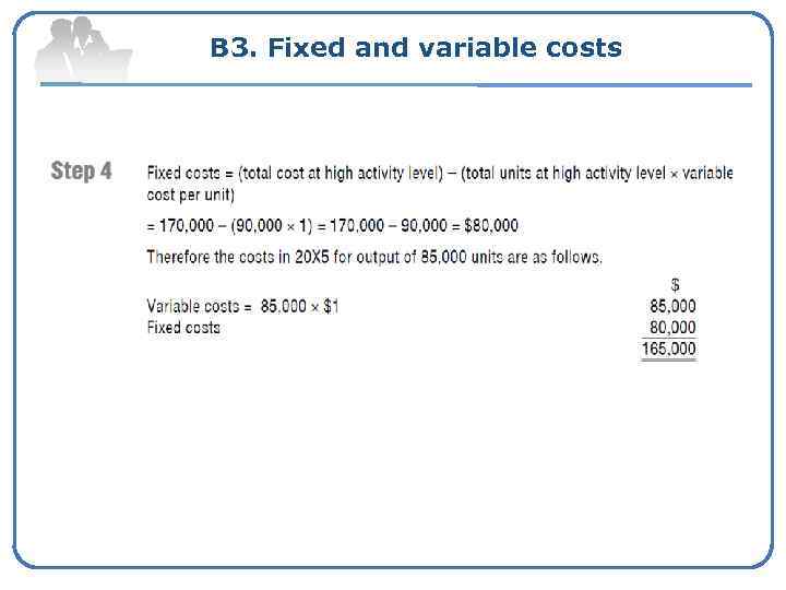 B 3. Fixed and variable costs 