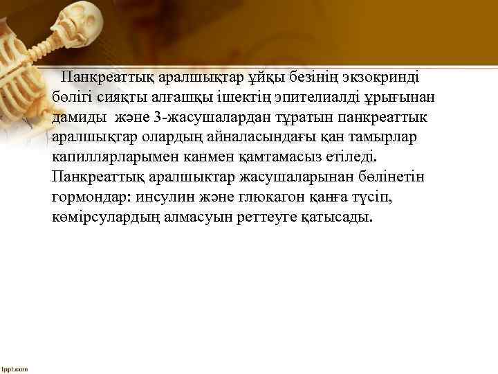 Панкреаттық аралшықтар ұйқы безінің экзокринді бөлігі сияқты алғашқы ішектің эпителиалді ұрығынан дамиды және 3