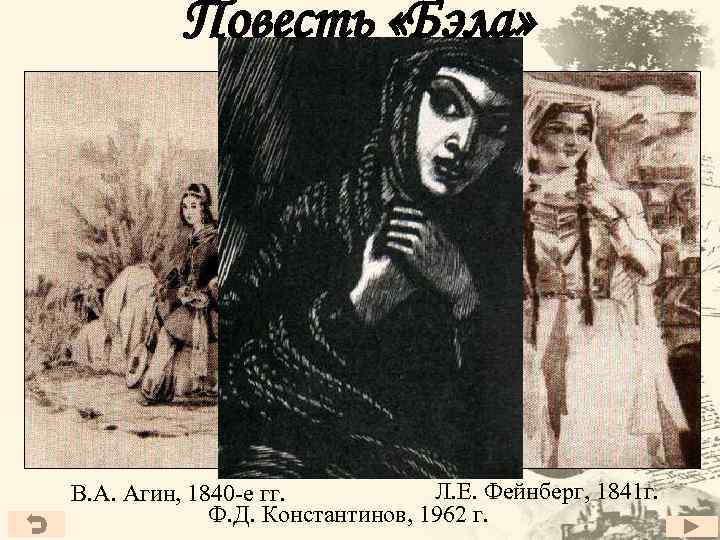 Повесть «Бэла» Л. Е. Фейнберг, 1841 г. В. А. Агин, 1840 -е гг. Ф.