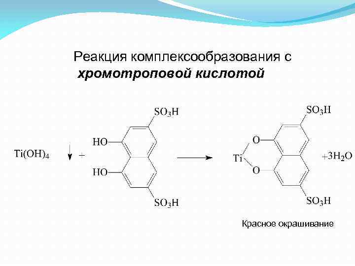 Реакция комплексообразования с хромотроповой кислотой Красное окрашивание 