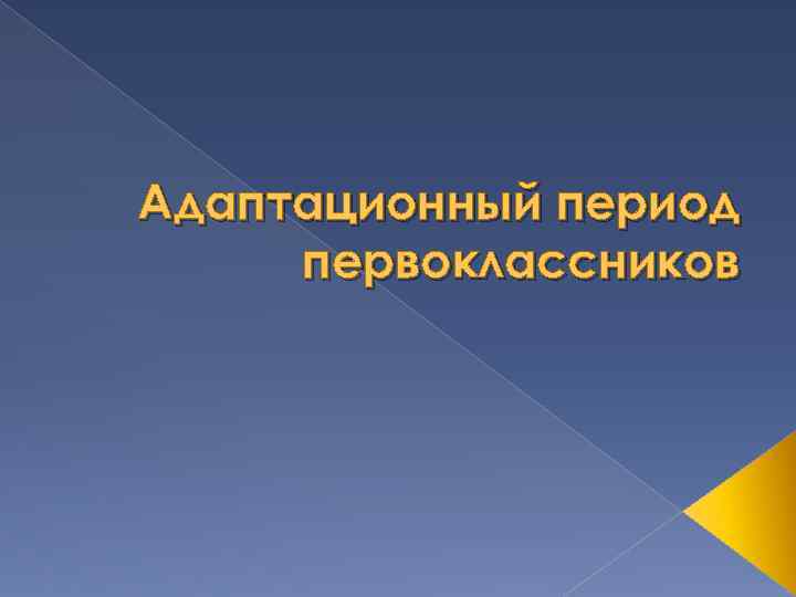 Адаптационный период первоклассников 