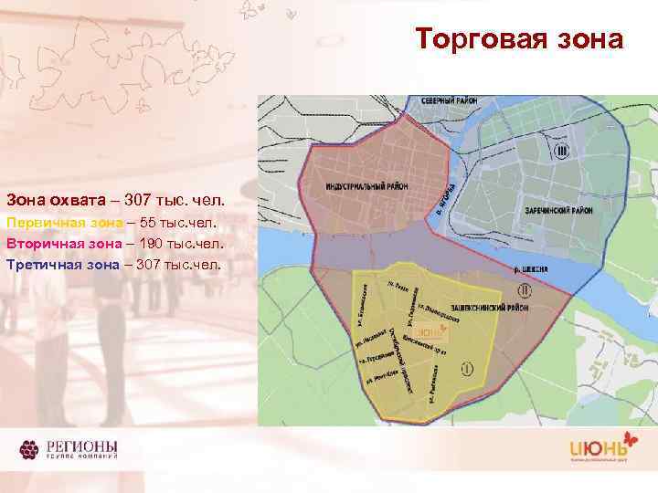 Торговая зона Зона охвата – 307 тыс. чел. Первичная зона – 55 тыс. чел.