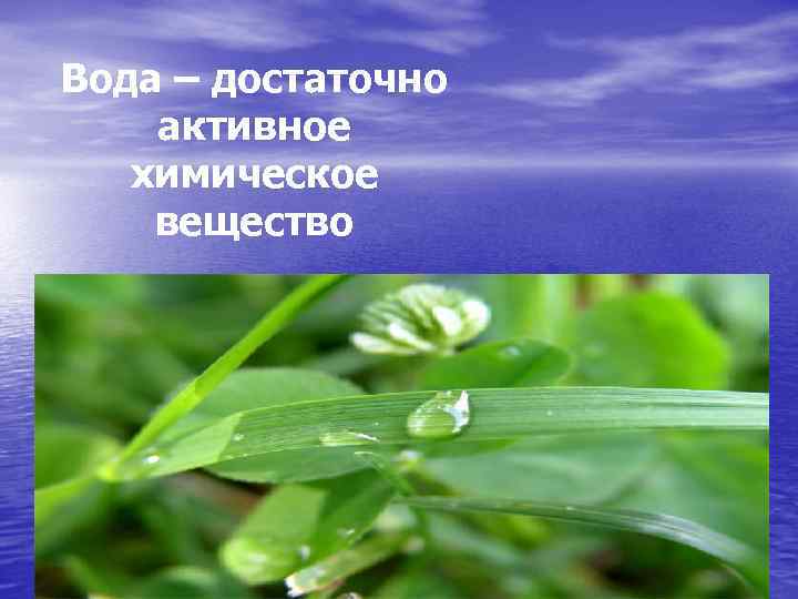 Вода – достаточно активное химическое вещество 