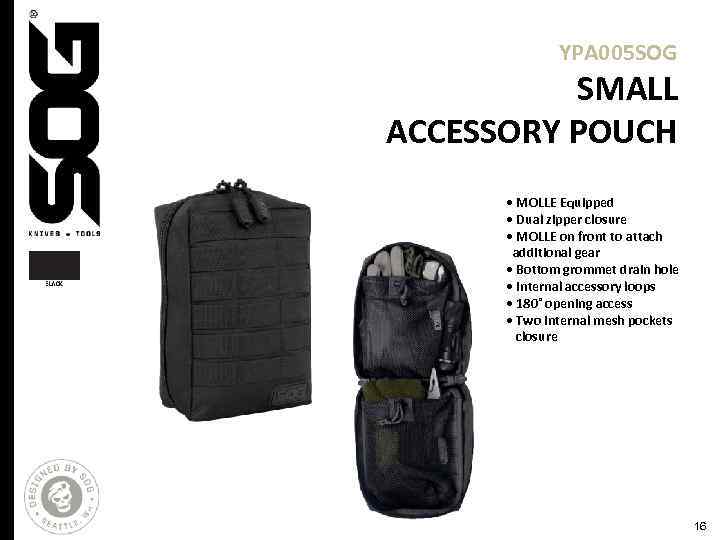 YPA 005 SOG SMALL ACCESSORY POUCH • MOLLE Equipped • Dual zipper closure •