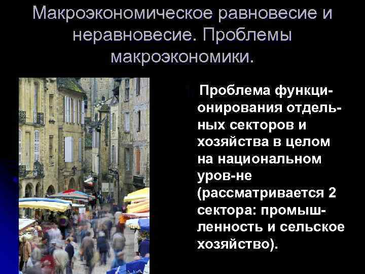 Макроэкономическое равновесие и неравновесие. Проблемы макроэкономики. 1. Проблема функционирования отдельных секторов и хозяйства в