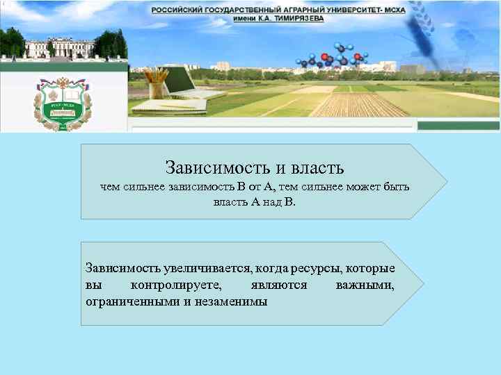 Зависимость и власть чем сильнее зависимость В от А, тем сильнее может быть власть