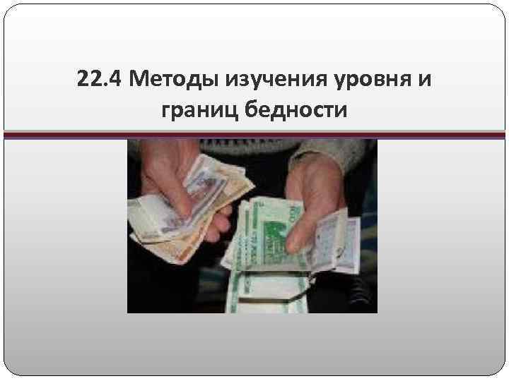 22. 4 Методы изучения уровня и границ бедности 