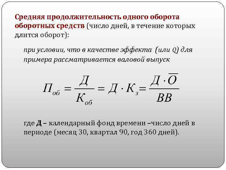 Длительность одного оборота оборотных средств по плану 18 дней