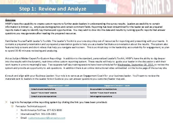 Step 1: Review and Analyze Overview HRBP’s have the capability to create custom reports