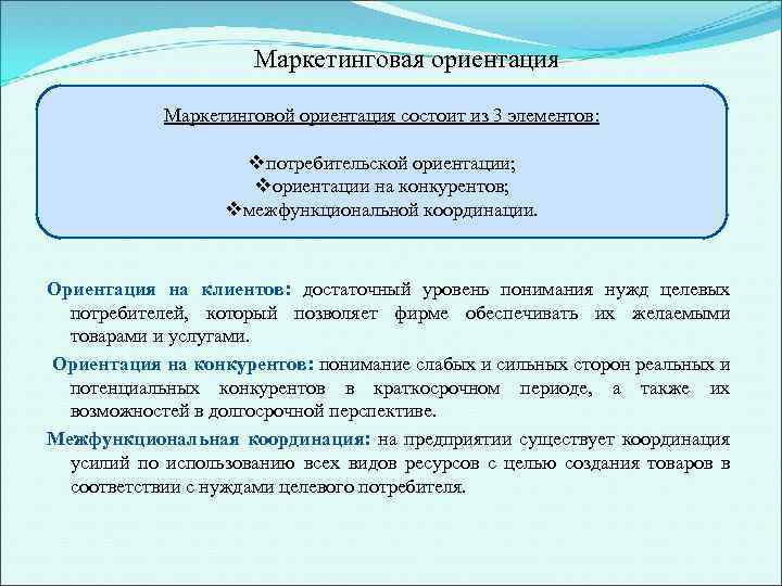 Предприятие ориентируется. Маркетинговая ориентация. Что соответствует маркетинговой ориентации предприятия?.