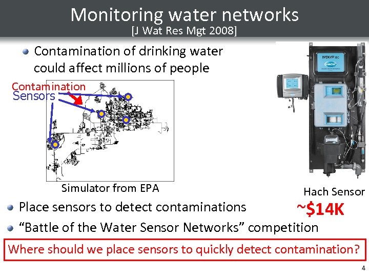 Monitoring water networks [J Wat Res Mgt 2008] Contamination of drinking water could affect