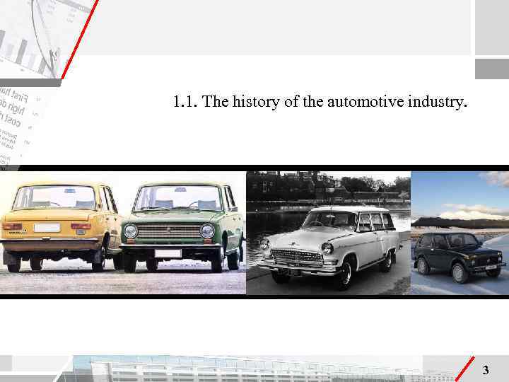 1. 1. The history of the automotive industry. 3 