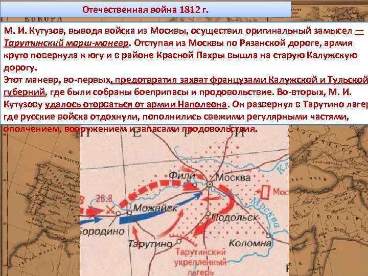 Отечественная война 1812 года тарутинский маневр карта