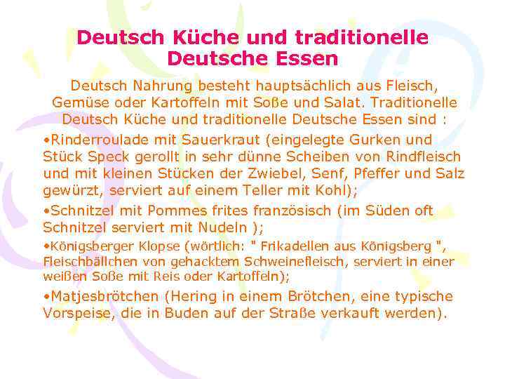 Deutsch Küche und traditionelle Deutsche Essen Deutsch Nahrung besteht hauptsächlich aus Fleisch, Gemüse oder