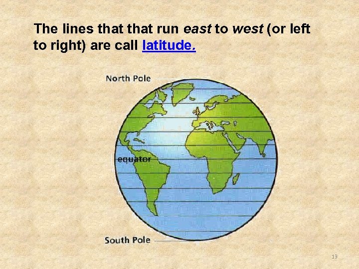 The lines that run east to west (or left to right) are call latitude.