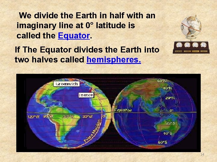 We divide the Earth in half with an imaginary line at 0° latitude is