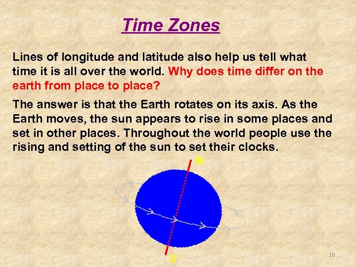 Time Zones Lines of longitude and latitude also help us tell what time it