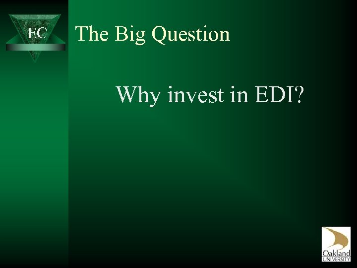 EC The Big Question Why invest in EDI? 