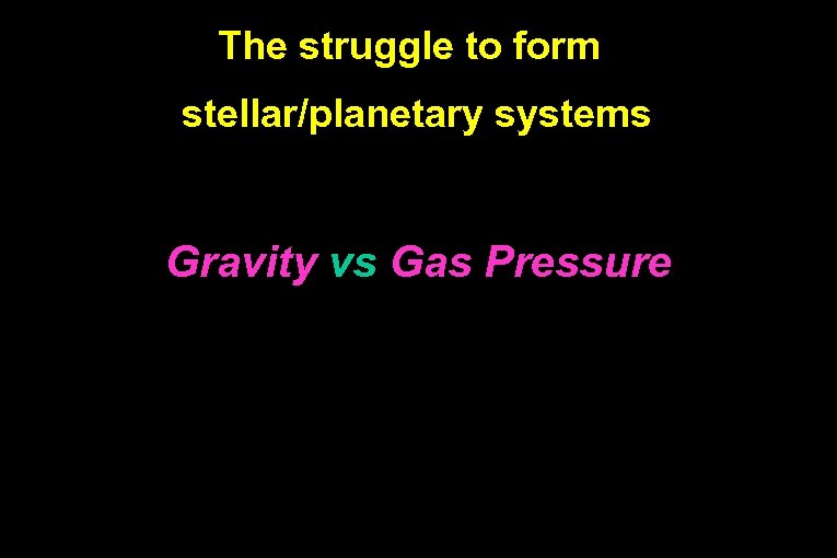 The struggle to form stellar/planetary systems Gravity vs Gas Pressure 