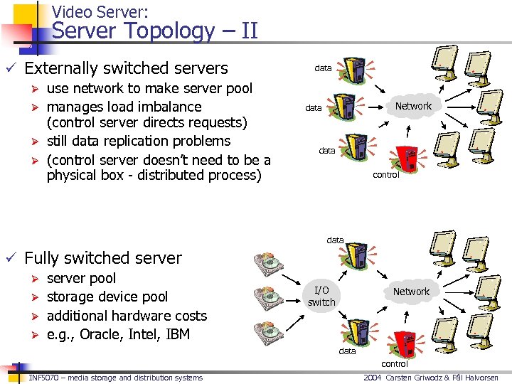 Video Server: Server Topology – II ü Externally switched servers Ø use network to