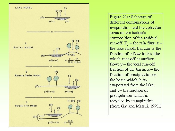 Figure 21 a: Schemes of different combinations of evaporation and transpiration areas on the