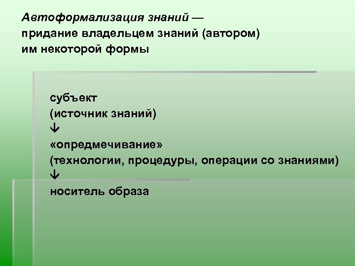 Некоторые формы. Источники субъектов. Представление информации предполагает придание ей ответ.