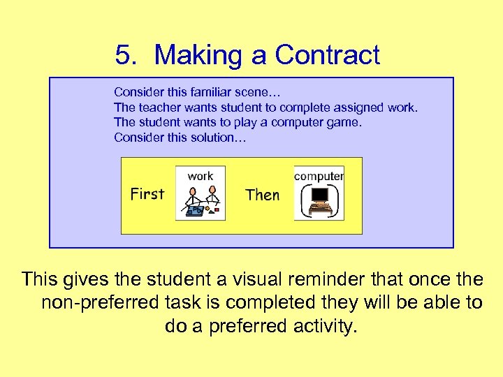 5. Making a Contract Consider this familiar scene… The teacher wants student to complete