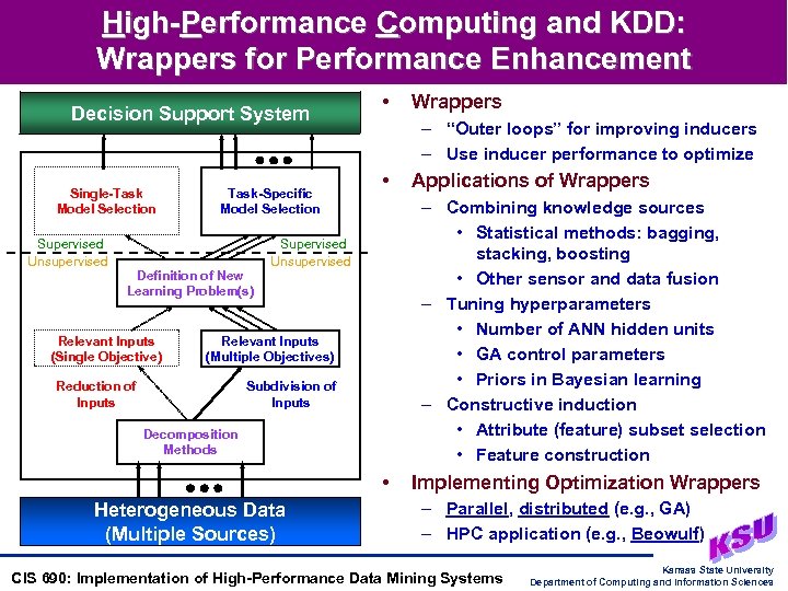 High-Performance Computing and KDD: Wrappers for Performance Enhancement Decision Support System Single-Task Model Selection