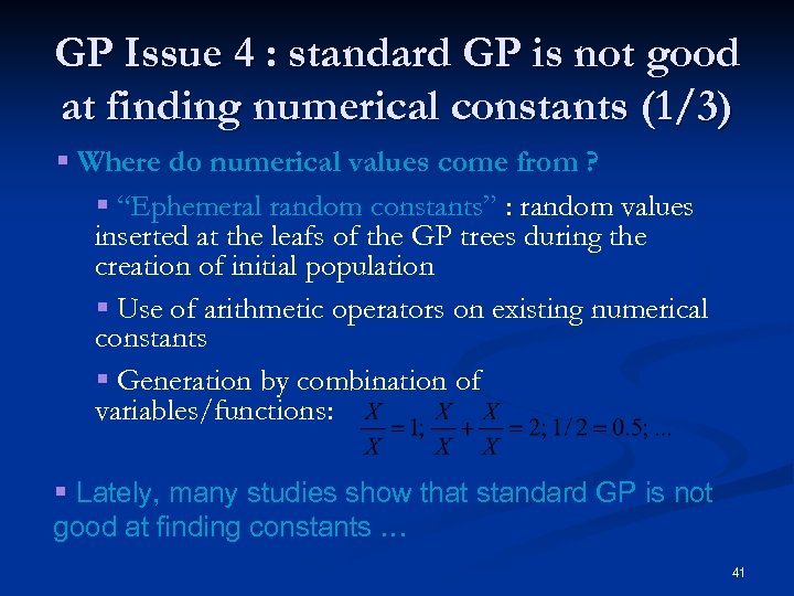 GP Issue 4 : standard GP is not good at finding numerical constants (1/3)