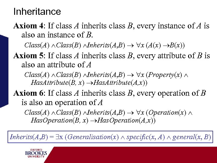 Inheritance Axiom 4: If class A inherits class B, every instance of A is