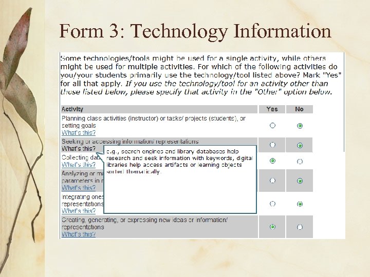 Form 3: Technology Information 