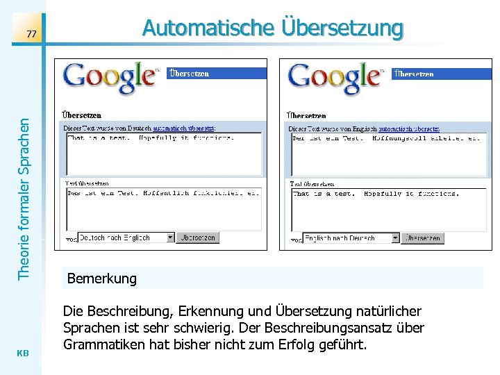 Theorie Formaler Sprachen Klaus Becker 2004 2