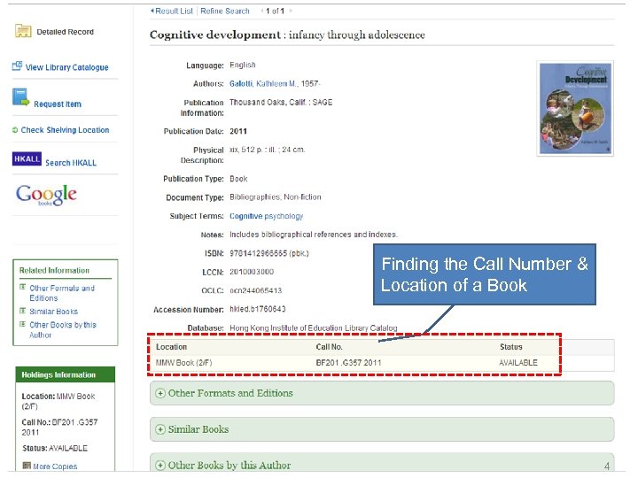 Finding the Call Number & Location of a Book 4 