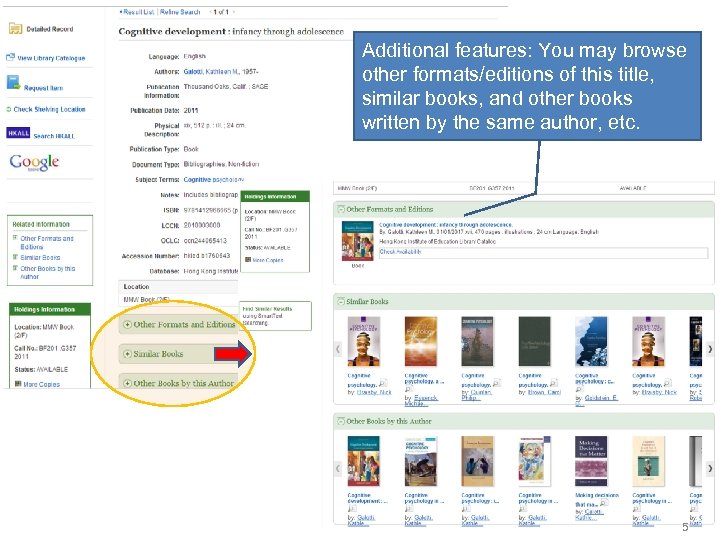 Additional features: You may browse other formats/editions of this title, similar books, and other