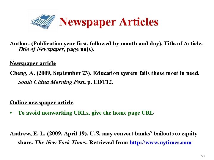 Newspaper Articles Author. (Publication year first, followed by month and day). Title of Article.