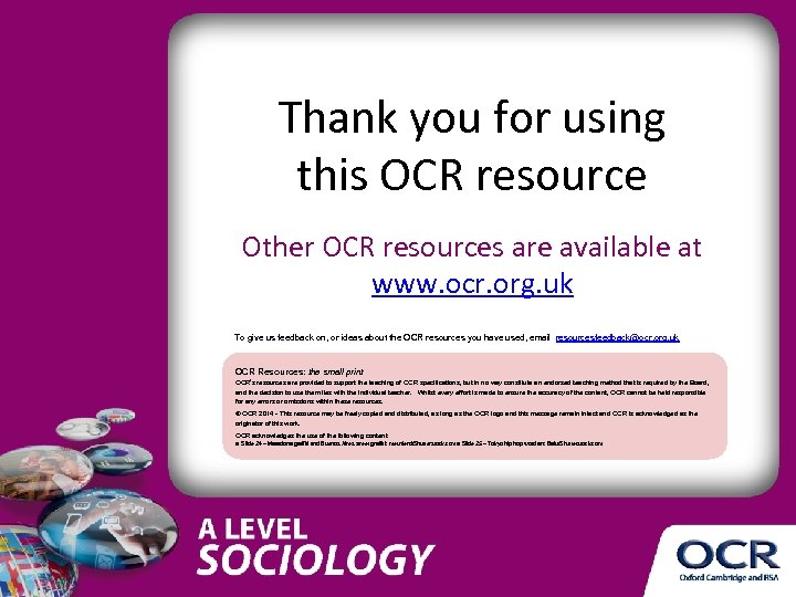 Thank you for using this OCR resource Other OCR resources are available at www.