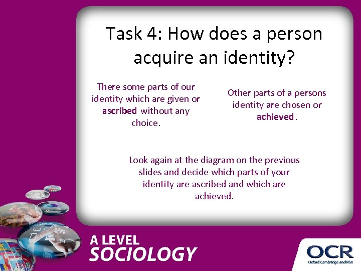 Task 4: How does a person acquire an identity? There some parts of our