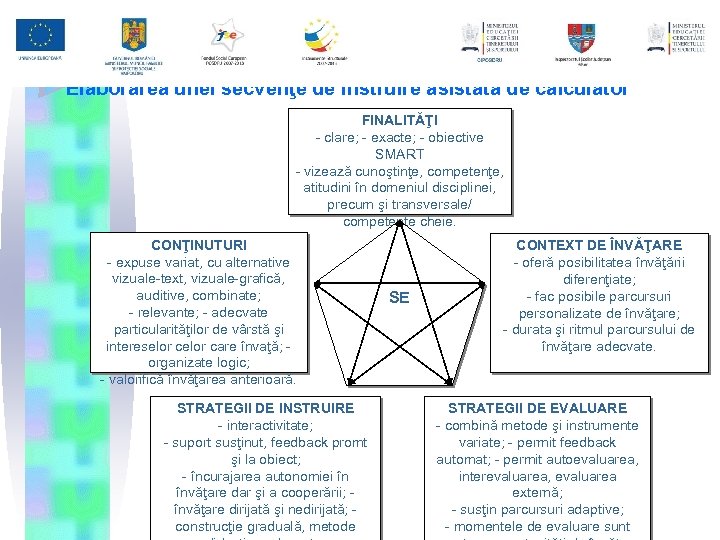 Elaborarea unei secvenţe de instruire asistată de calculator FINALITĂŢI - clare; - exacte; -