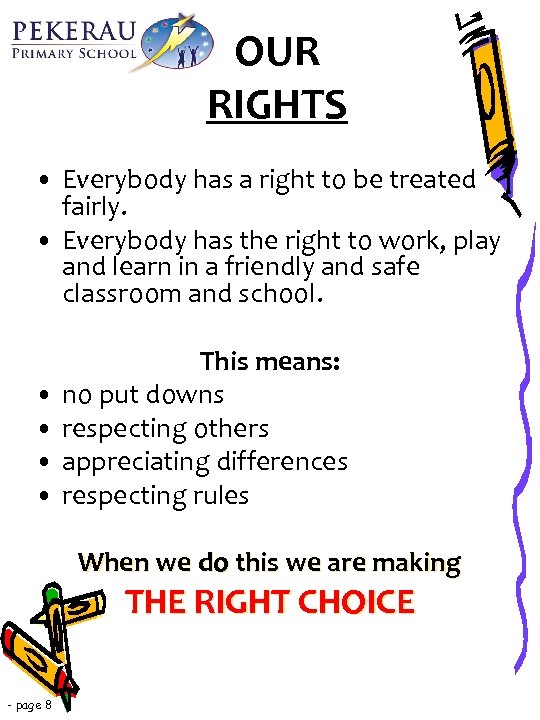 OUR RIGHTS • Everybody has a right to be treated fairly. • Everybody has