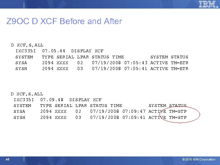 Z 9 OC D XCF Before and After D XCF, S, ALL IXC 335