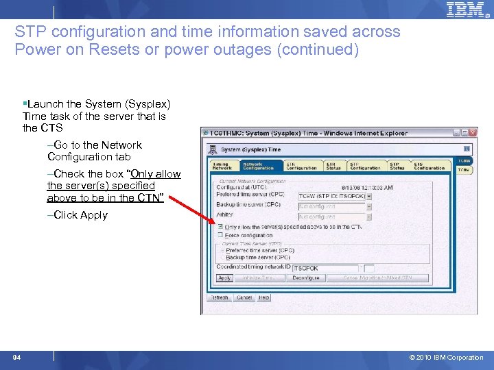 STP configuration and time information saved across Power on Resets or power outages (continued)