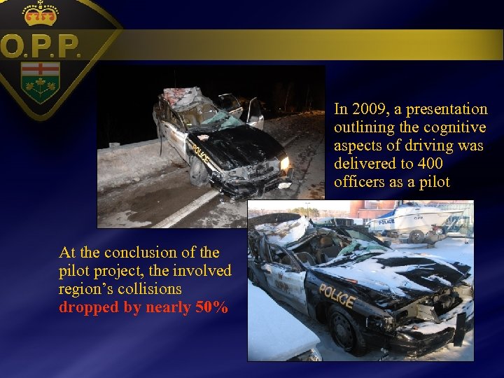 In 2009, a presentation outlining the cognitive aspects of driving was delivered to 400