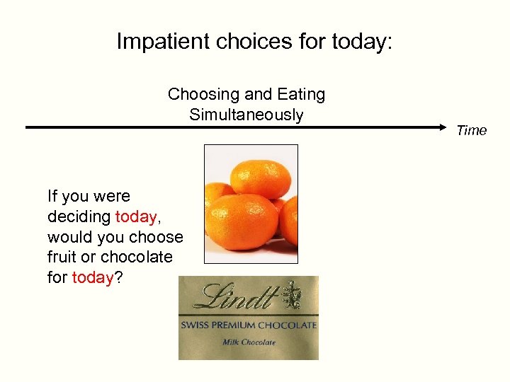 Impatient choices for today: Choosing and Eating Simultaneously If you were deciding today, would